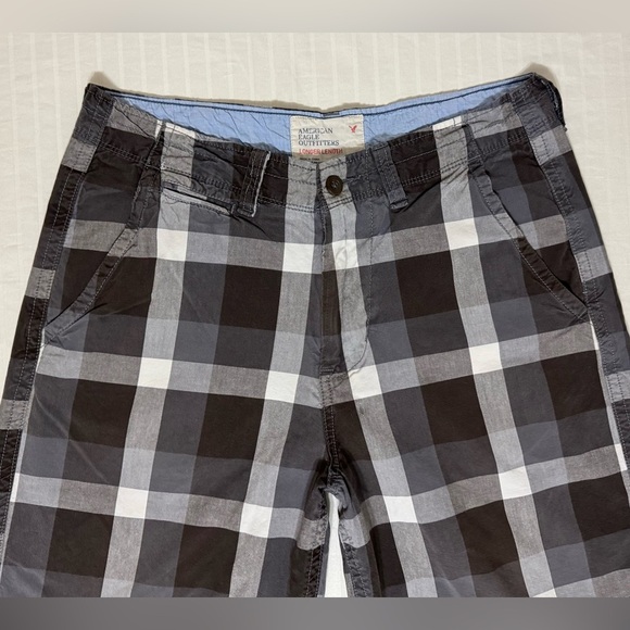 American Eagle Longer Length Grey Plaid Shorts Men's 32 Checkered Bermuda AEO - Picture 3 of 16